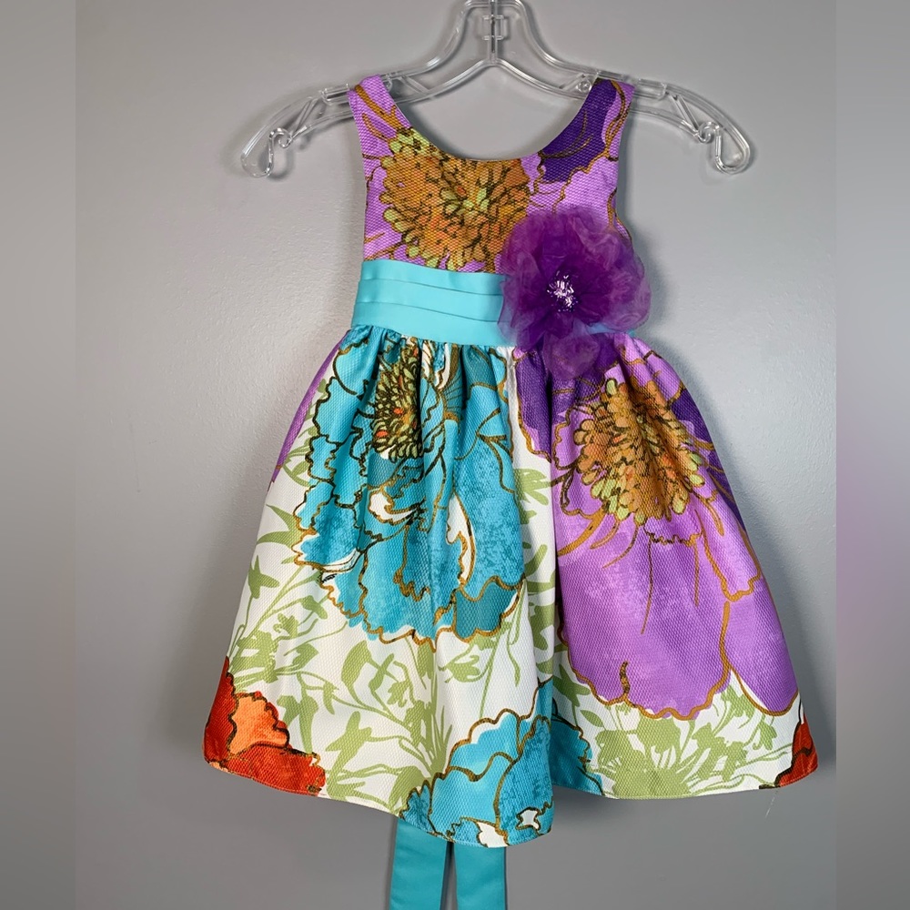 Dorissa "Powerscourt Gardens" Dress - turquoise/purple, 5 and size 4